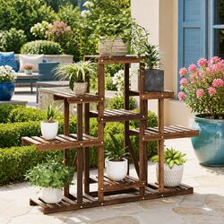 Plant Display Rack Specifications: 110x25x96cm Solid Fir Wood