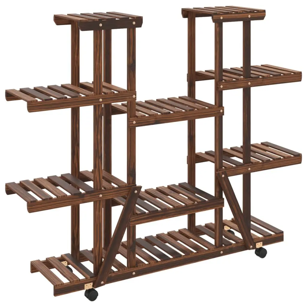 Wooden Plant Stand with Wheels for Home Garden 110 x 25 x 115 cm