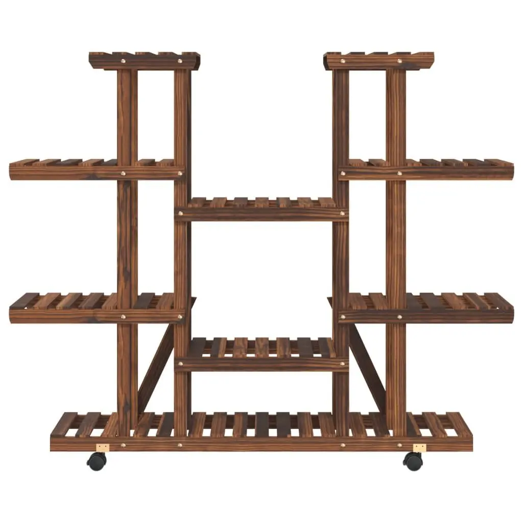 Wooden Plant Stand with Wheels for Home Garden 110 x 25 x 115 cm