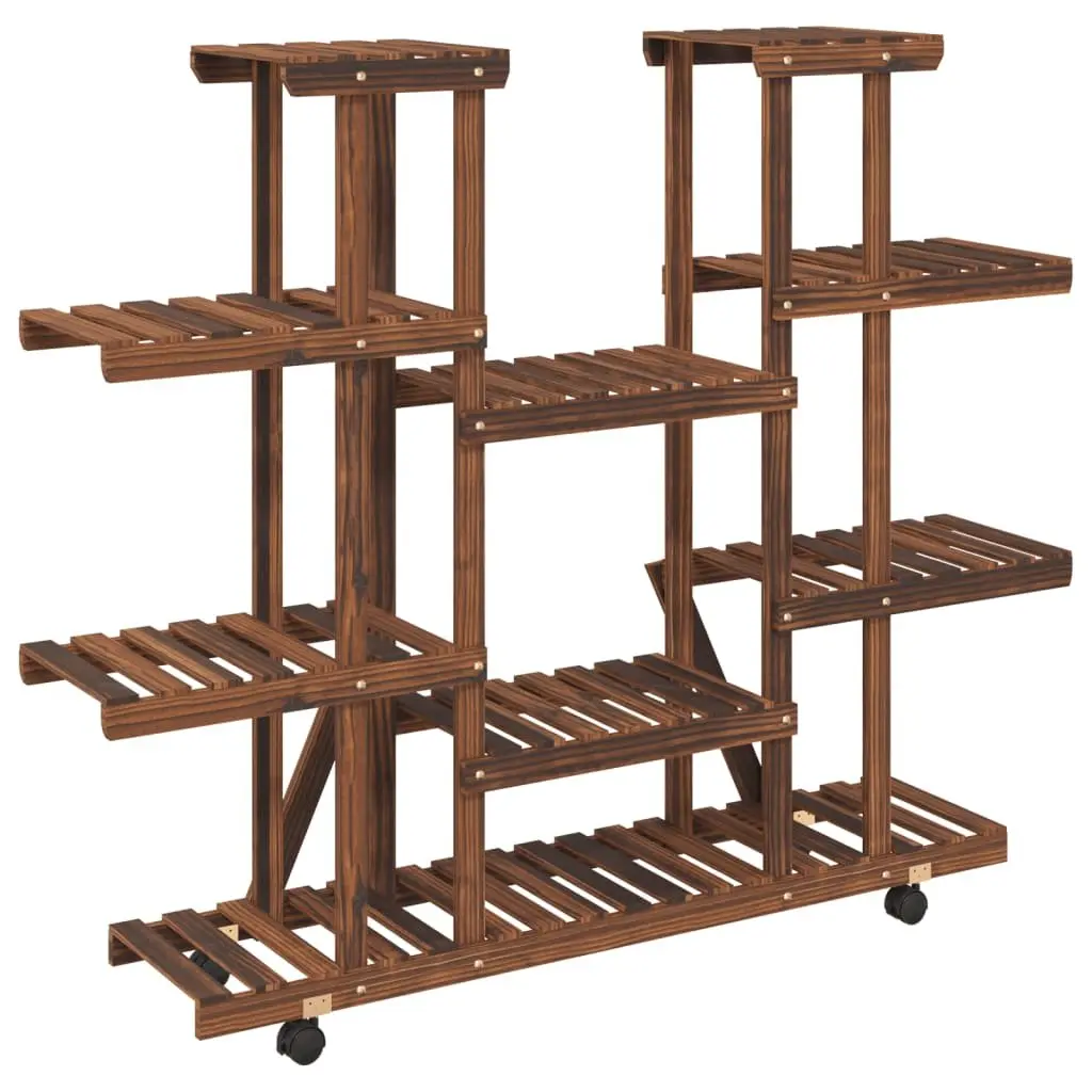 Wooden Plant Stand with Wheels for Home Garden 110 x 25 x 115 cm