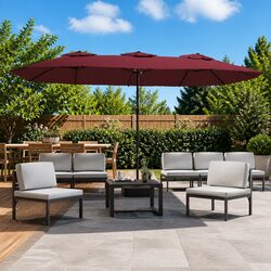 Double-Head Garden Parasol Specifications: 449 x 265 cm Red