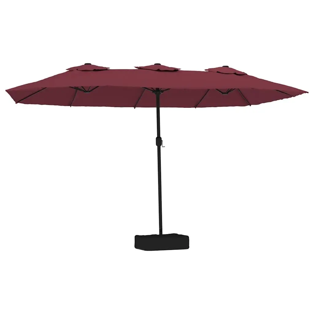 Double-Head Garden Parasol Red Outdoor Sunshade Patio Umbrella Crank Opening