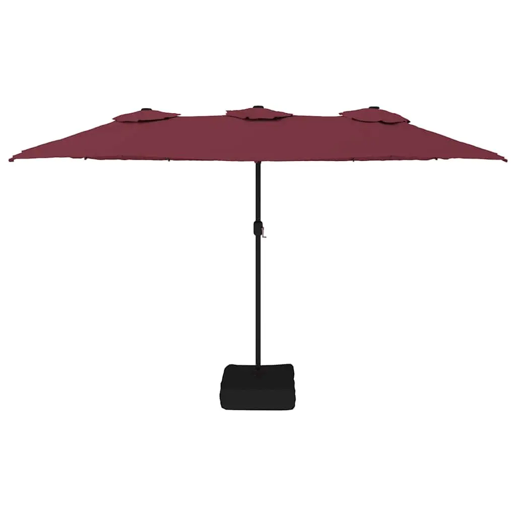 Double-Head Garden Parasol Red Outdoor Sunshade Patio Umbrella Crank Opening