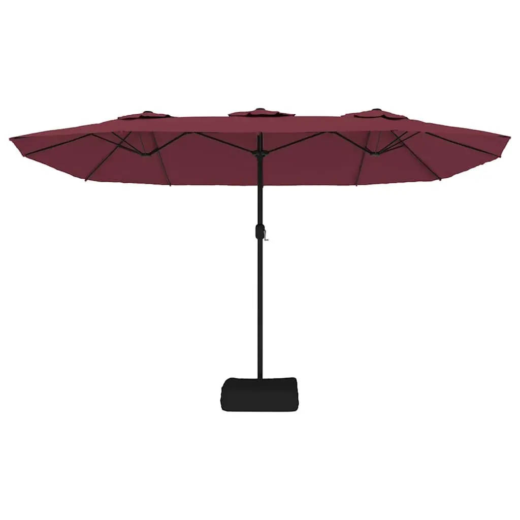 Double-Head Garden Parasol Red Outdoor Sunshade Patio Umbrella Crank Opening