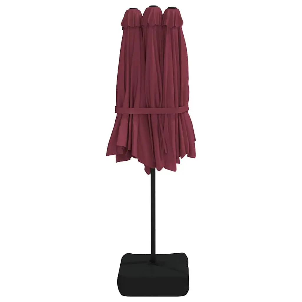 Double-Head Garden Parasol Red Outdoor Sunshade Patio Umbrella Crank Opening