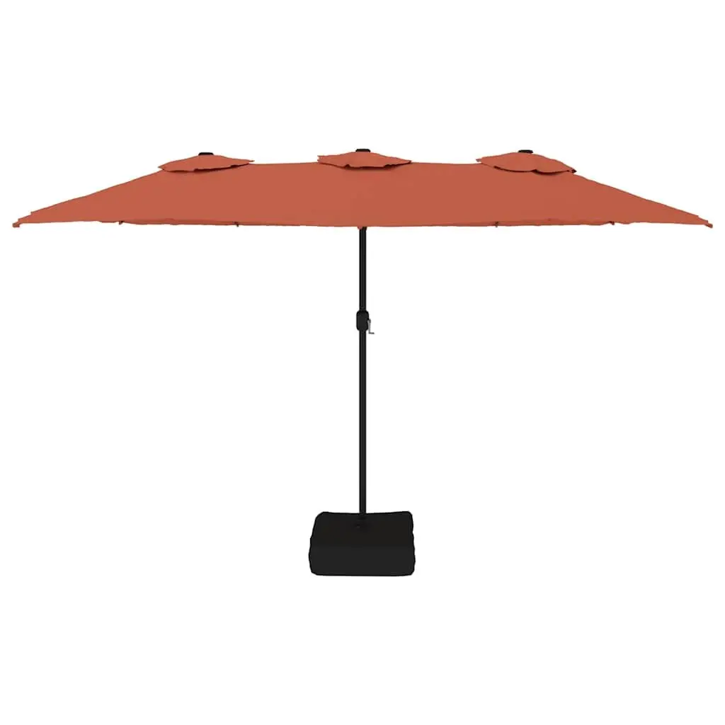 Double-Head Garden Parasol Orange Outdoor Sunshade Umbrella Patio Shade