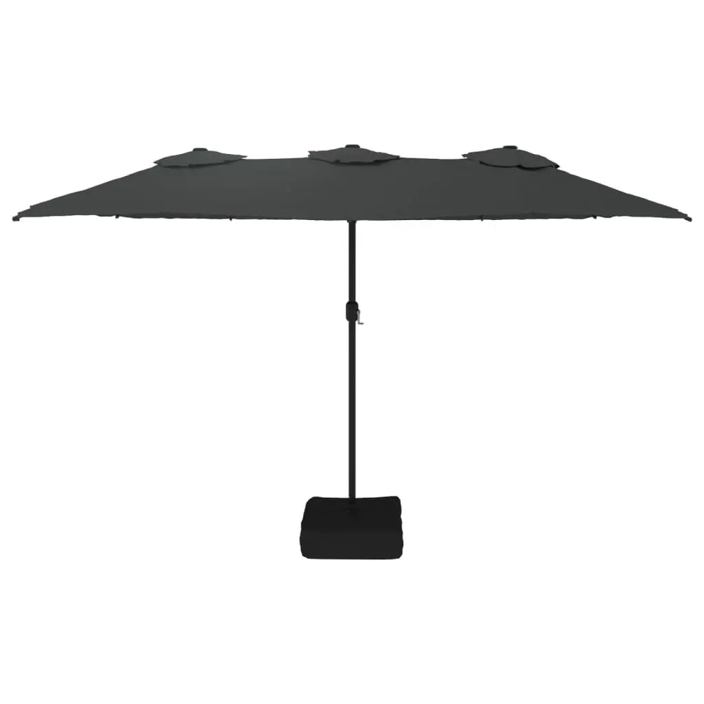 Double-Head Garden Parasol with LED Lights