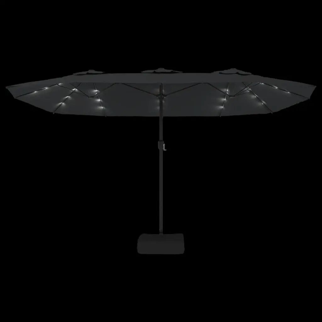 Double-Head Garden Parasol with LED Lights