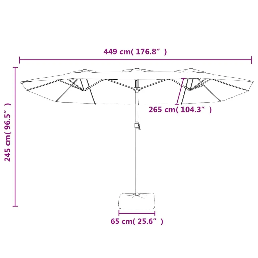 Double-Head Garden Parasol with LED Lights