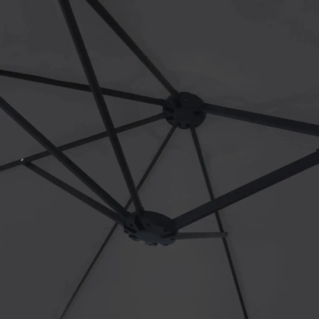 Double-Head Garden Parasol with LED Lights Outdoor Sunshade Patio Umbrella Black