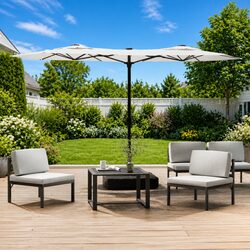 Double-Head Garden Parasol: 316x145cm with UV Protection