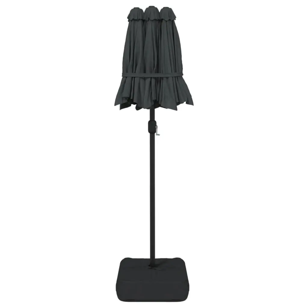 Double-Head Garden Parasol Anthracite Outdoor Shade Umbrella 316x145cm Crank