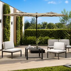 Double-Head Garden Parasol: 316x145 cm UV-Resistant Canopy