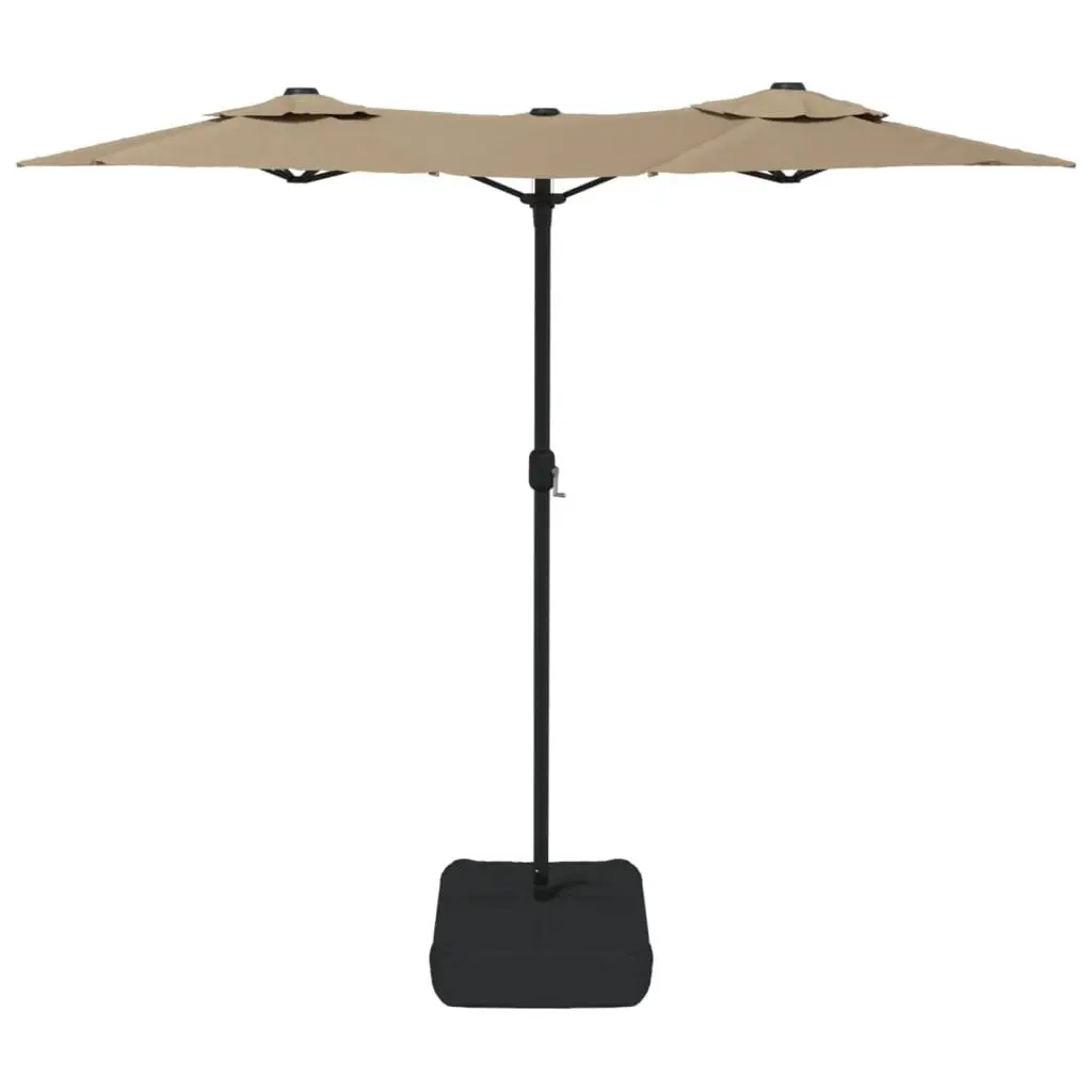 Double-Head Garden Parasol Shade Umbrella Outdoor Patio Sun Protection Taupe