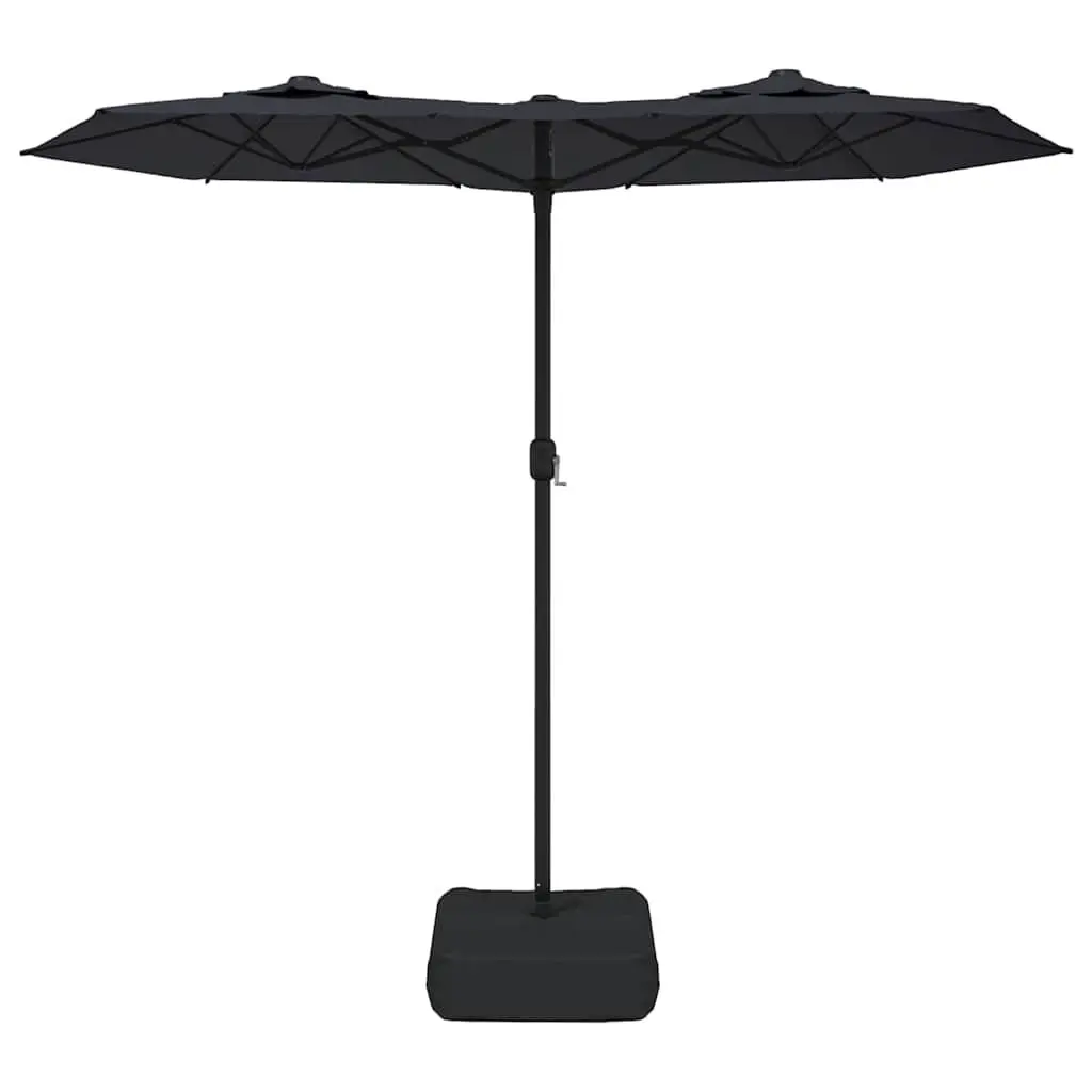 Double-Head Garden Parasol Black Outdoor Sunshade Patio Umbrella Crank 316x145cm