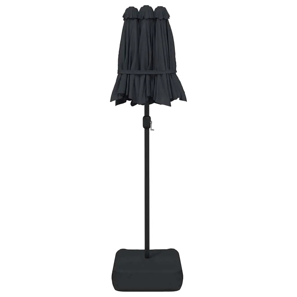 Double-Head Garden Parasol Black Outdoor Sunshade Patio Umbrella Crank 316x145cm
