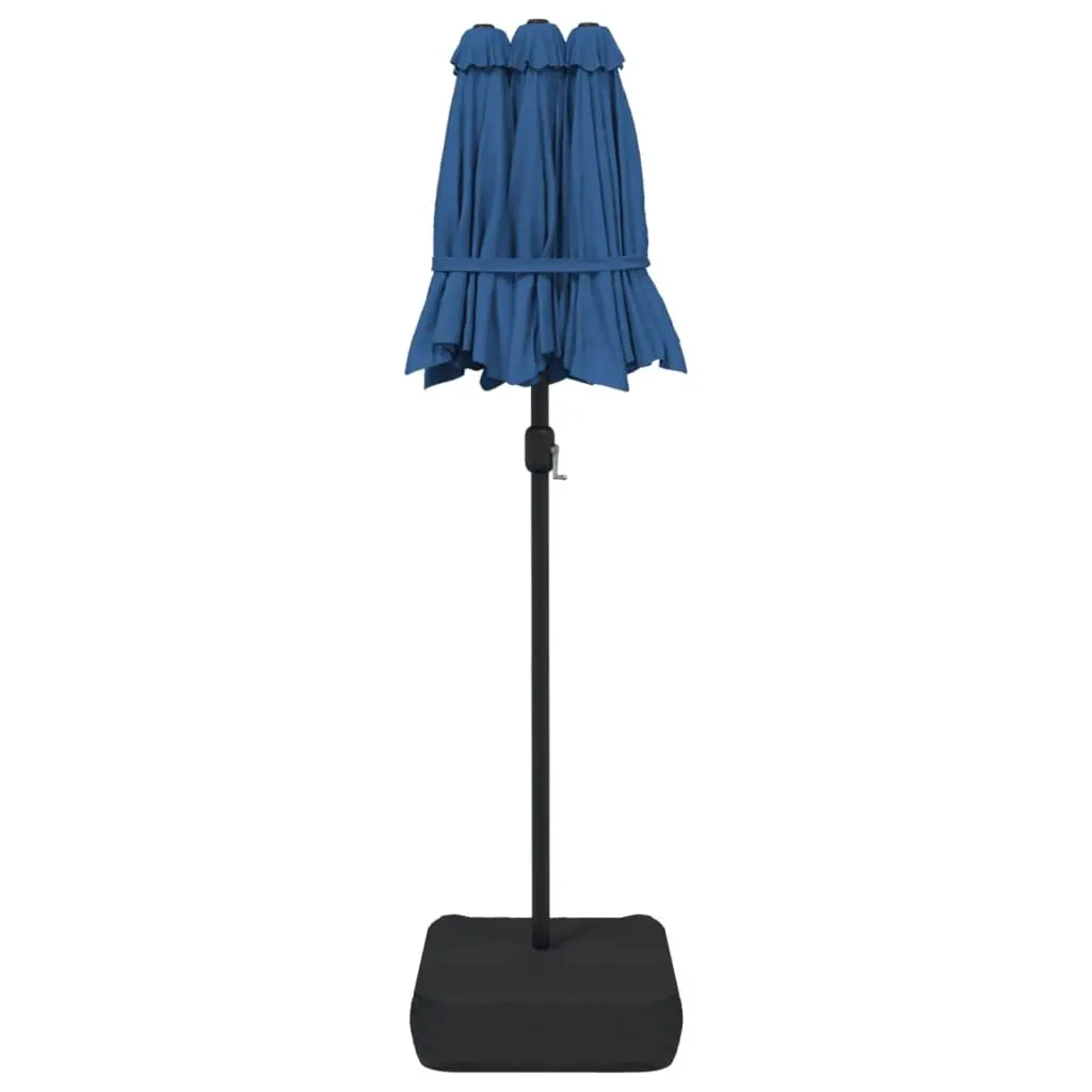 Double-Head Garden Parasol Azure Blue Outdoor Sunshade Patio Umbrella Crank Open