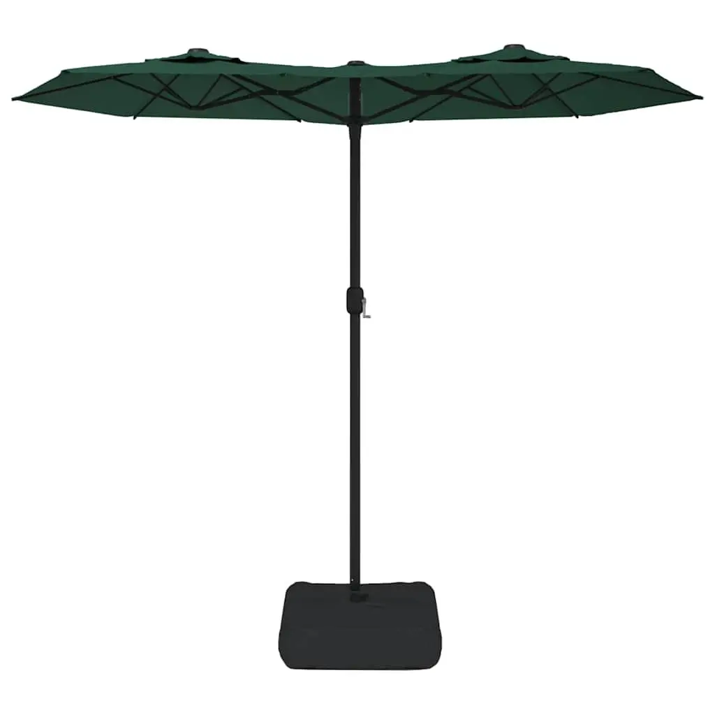 Double-Head Garden Parasol with LED Lights Outdoor Sunshade Patio Umbrella
