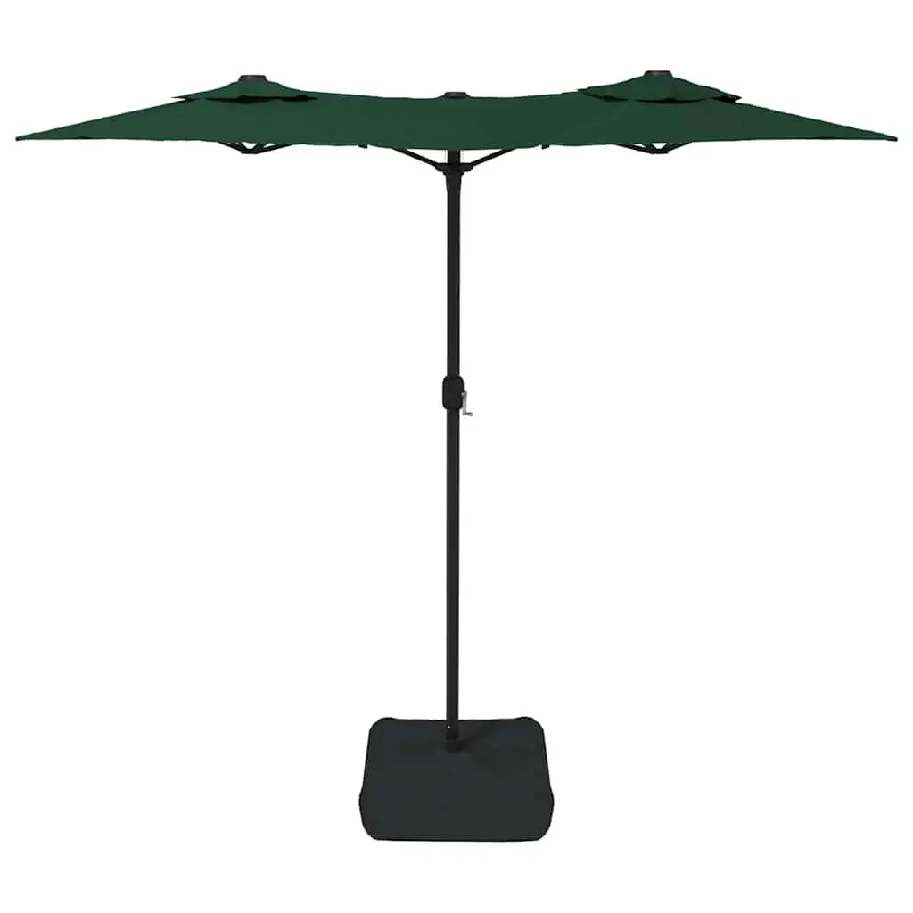 Double-Head Garden Parasol with LED Lights Outdoor Sunshade Patio Umbrella