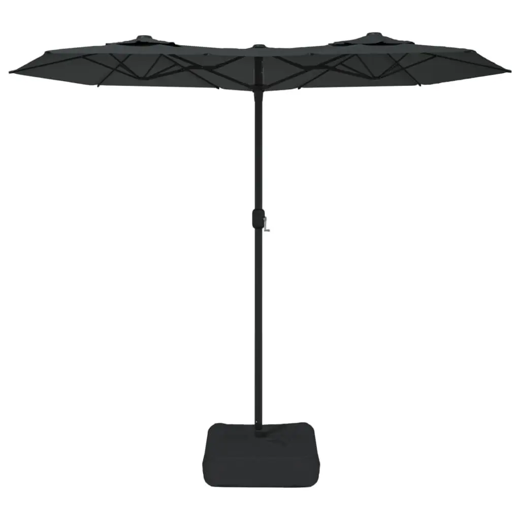 Double-Head Garden Parasol with LED Lights Outdoor Sunshade Anthracite 316x145cm