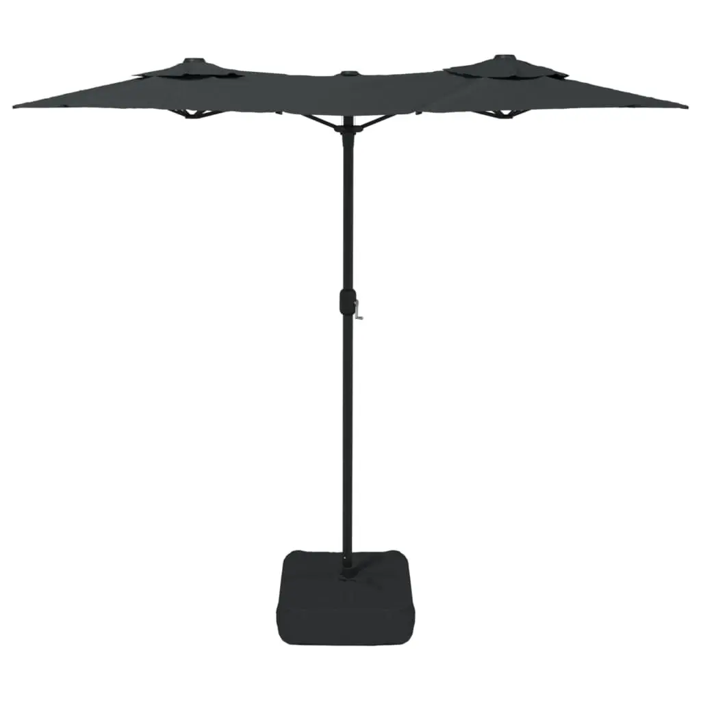 Double-Head Garden Parasol with LED Lights Outdoor Sunshade Anthracite 316x145cm