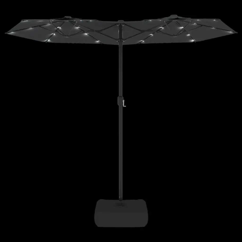 Double-Head Garden Parasol with LED Lights Outdoor Sunshade Anthracite 316x145cm