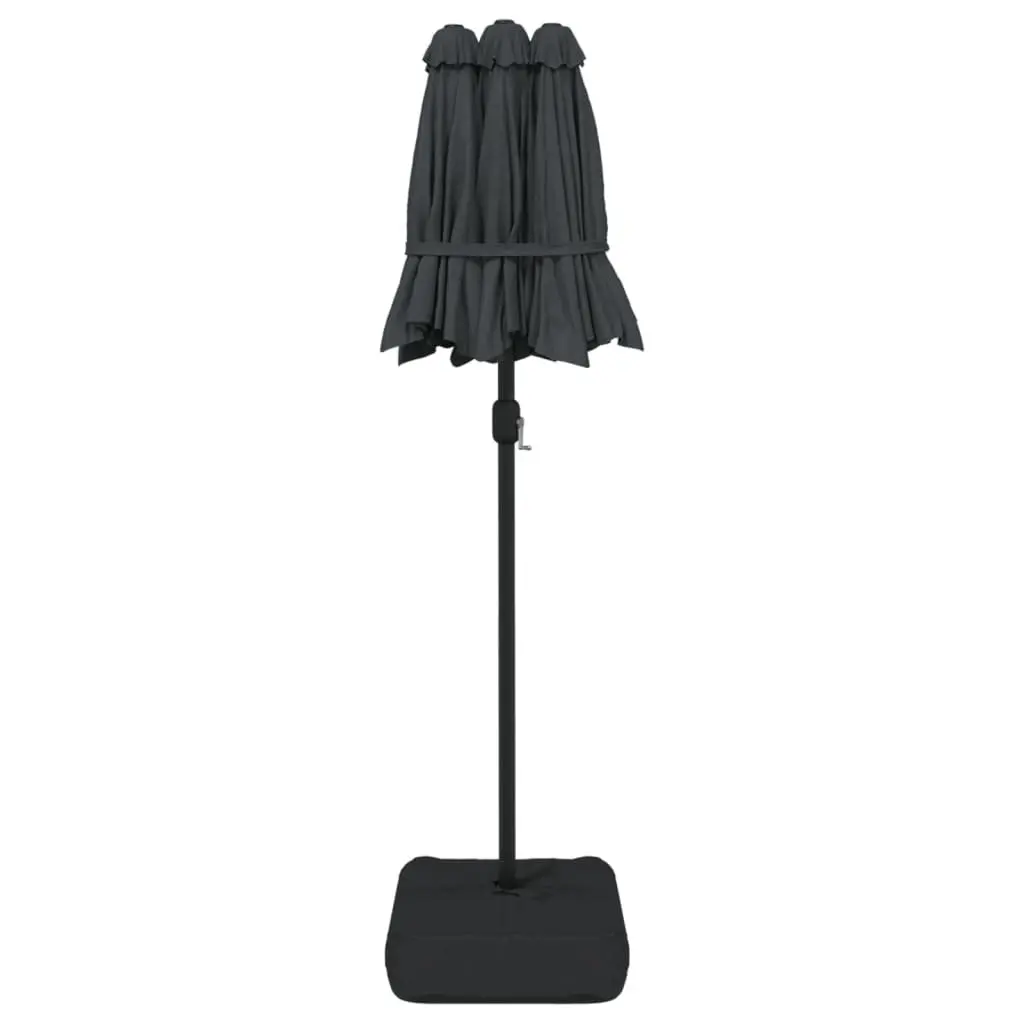 Double-Head Garden Parasol with LED Lights Outdoor Sunshade Anthracite 316x145cm