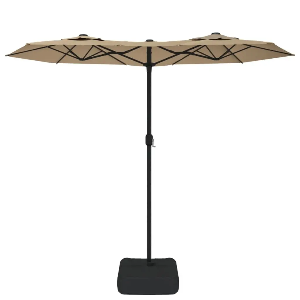 Double-Head Garden Parasol with LED Lighting