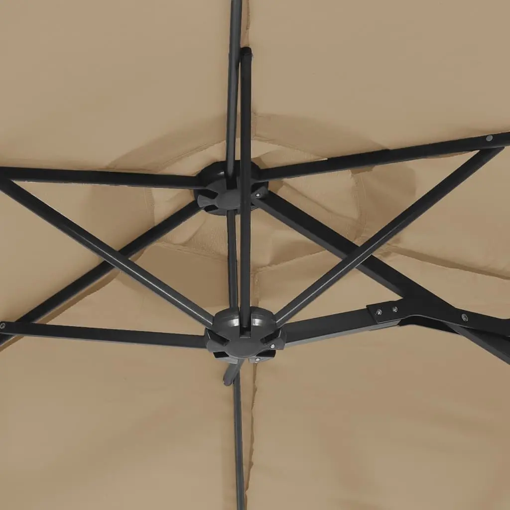 Double-Head Garden Parasol with LED Lighting