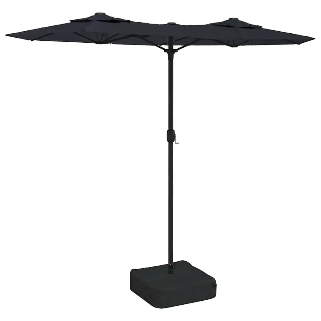 Double-Head Garden Parasol with LED Lights Outdoor Patio Shade Umbrella