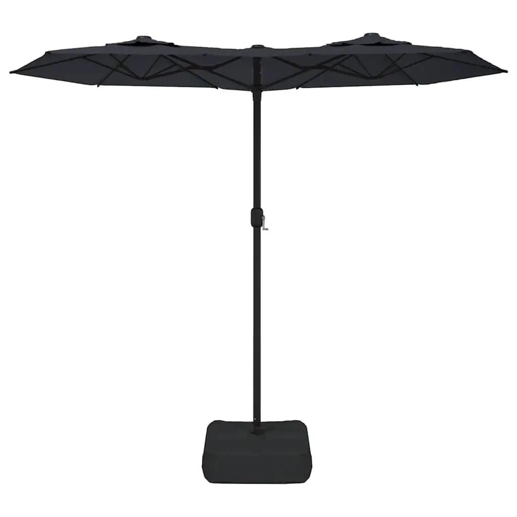 Double-Head Garden Parasol with LED Lights Outdoor Patio Shade Umbrella