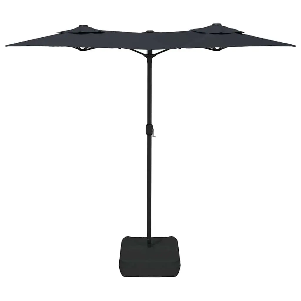 Double-Head Garden Parasol with LED Lights Outdoor Patio Shade Umbrella
