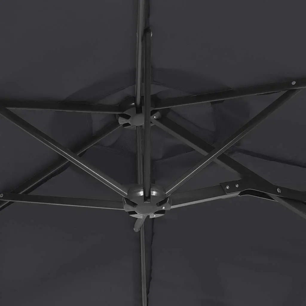 Double-Head Garden Parasol with LED Lights Outdoor Patio Shade Umbrella