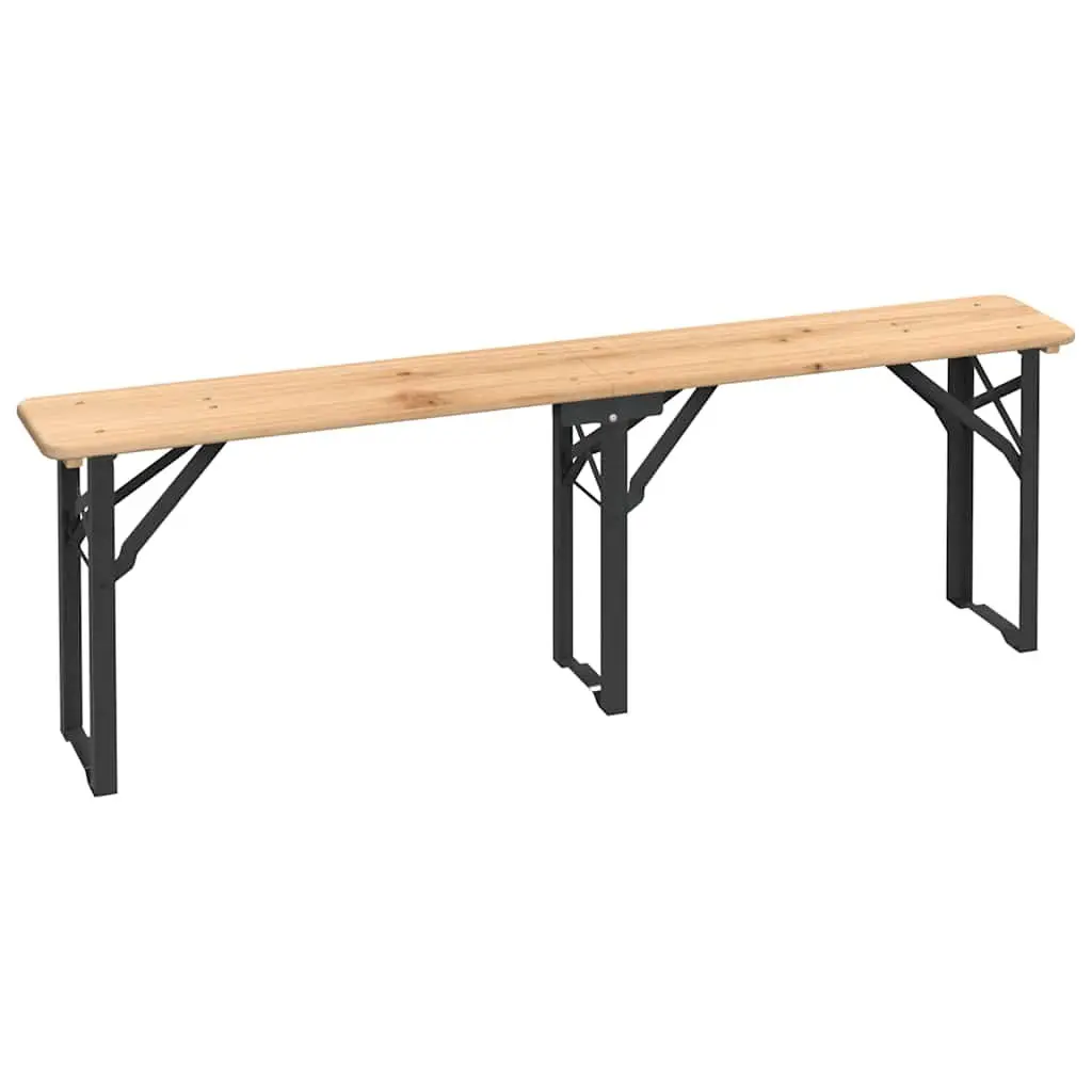Folding Beer Table Set Outdoor Use 3 Piece Fir Wood Brown
