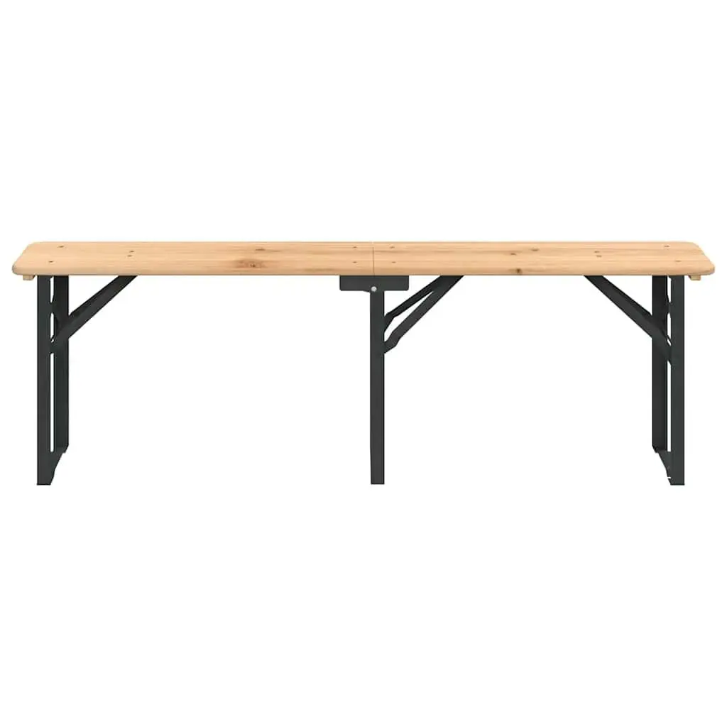 Folding Beer Table Set Outdoor Use 3 Piece Fir Wood Brown