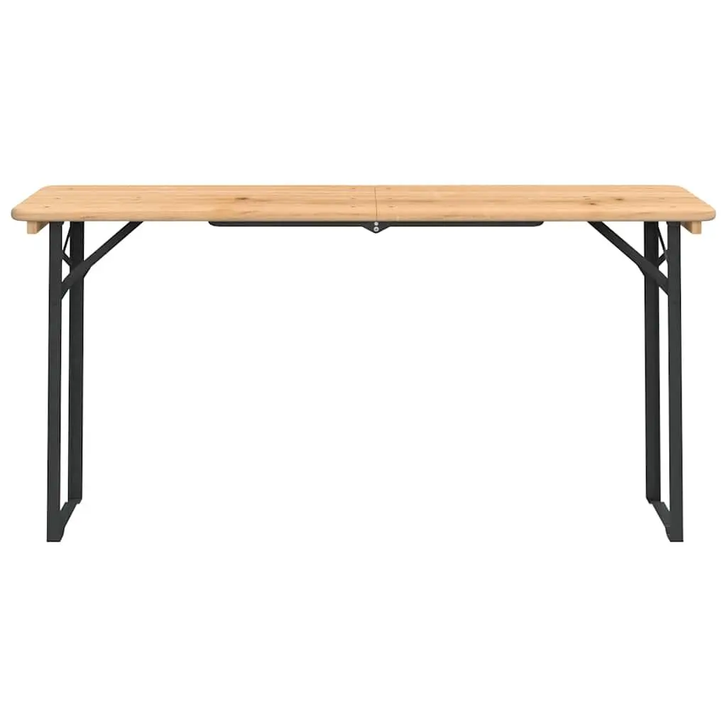 Folding Beer Table Set Outdoor Use 3 Piece Fir Wood Brown