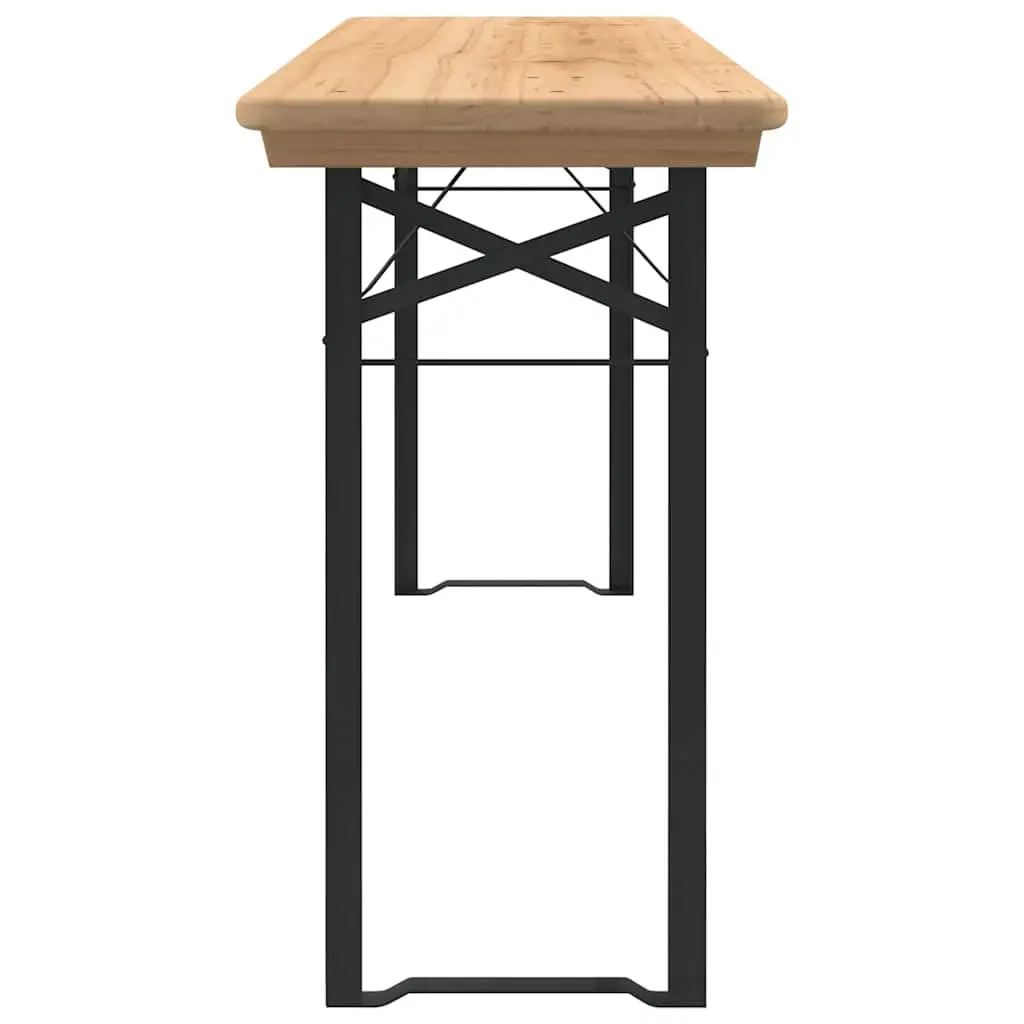 Folding Beer Table Set Outdoor Use 3 Piece Fir Wood Brown