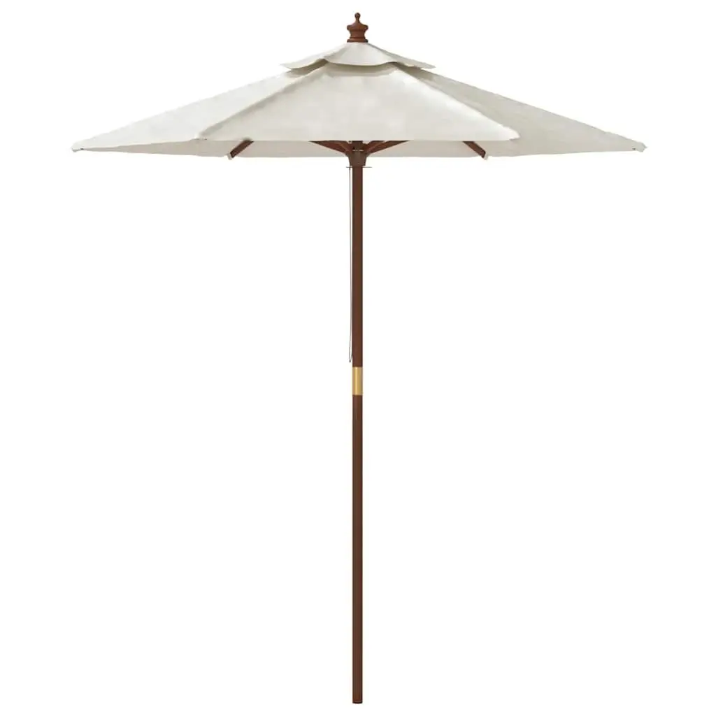 Garden Parasol Outdoor Sunshade Umbrella with Wooden Pole White 196x231cm