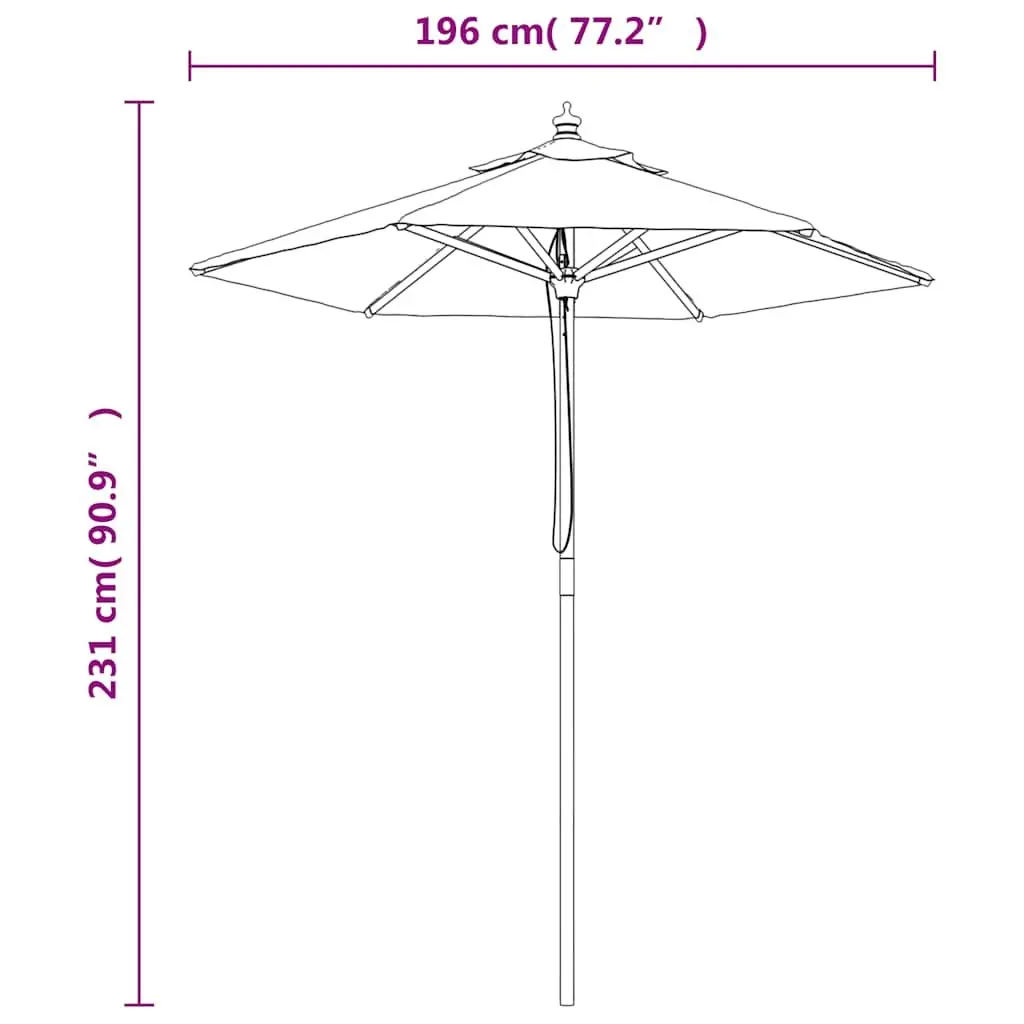 Garden Parasol Outdoor Sunshade Umbrella with Wooden Pole White 196x231cm