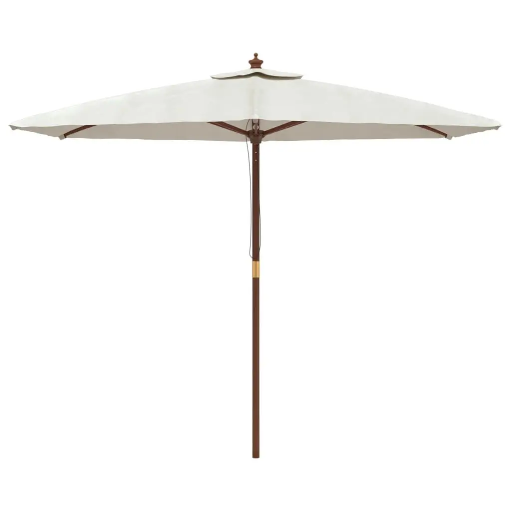 Garden Parasol Outdoor Use 299x240 cm White Polyester Canopy Hardwood Pole