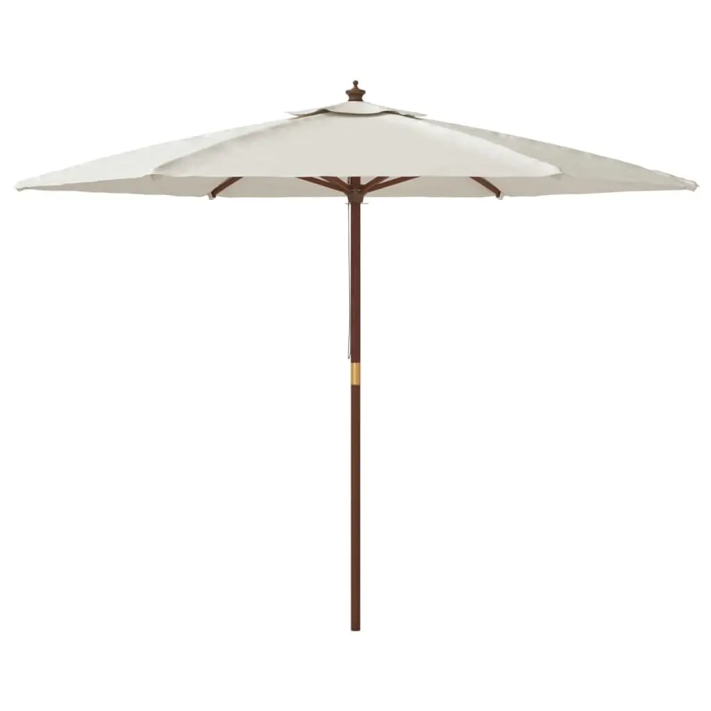 Garden Parasol Outdoor Use 299x240 cm White Polyester Canopy Hardwood Pole