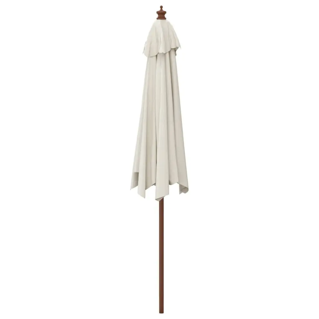 Garden Parasol Outdoor Use 299x240 cm White Polyester Canopy Hardwood Pole