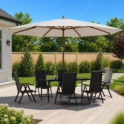 Garden Parasol Dimensions: 400 x 273 cm with Hardwood Pole