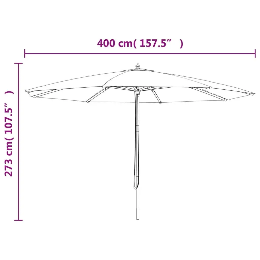 Garden Parasol Outdoor Use 400 x 273 cm UV Protective Polyester Canopy Hardwood Pole