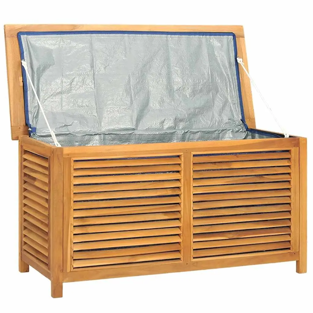 Garden Storage Box Outdoor Use Solid Teak Wood 114 x 50 x 58 cm Brown