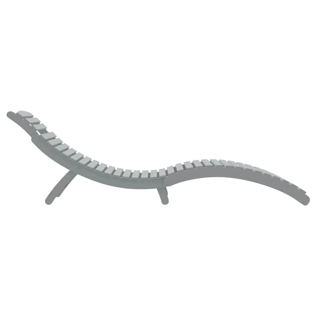 Sun Lounger Outdoor Garden Patio Pool Foldable Grey Solid Wood Acacia 184 x 55 x 64 cm