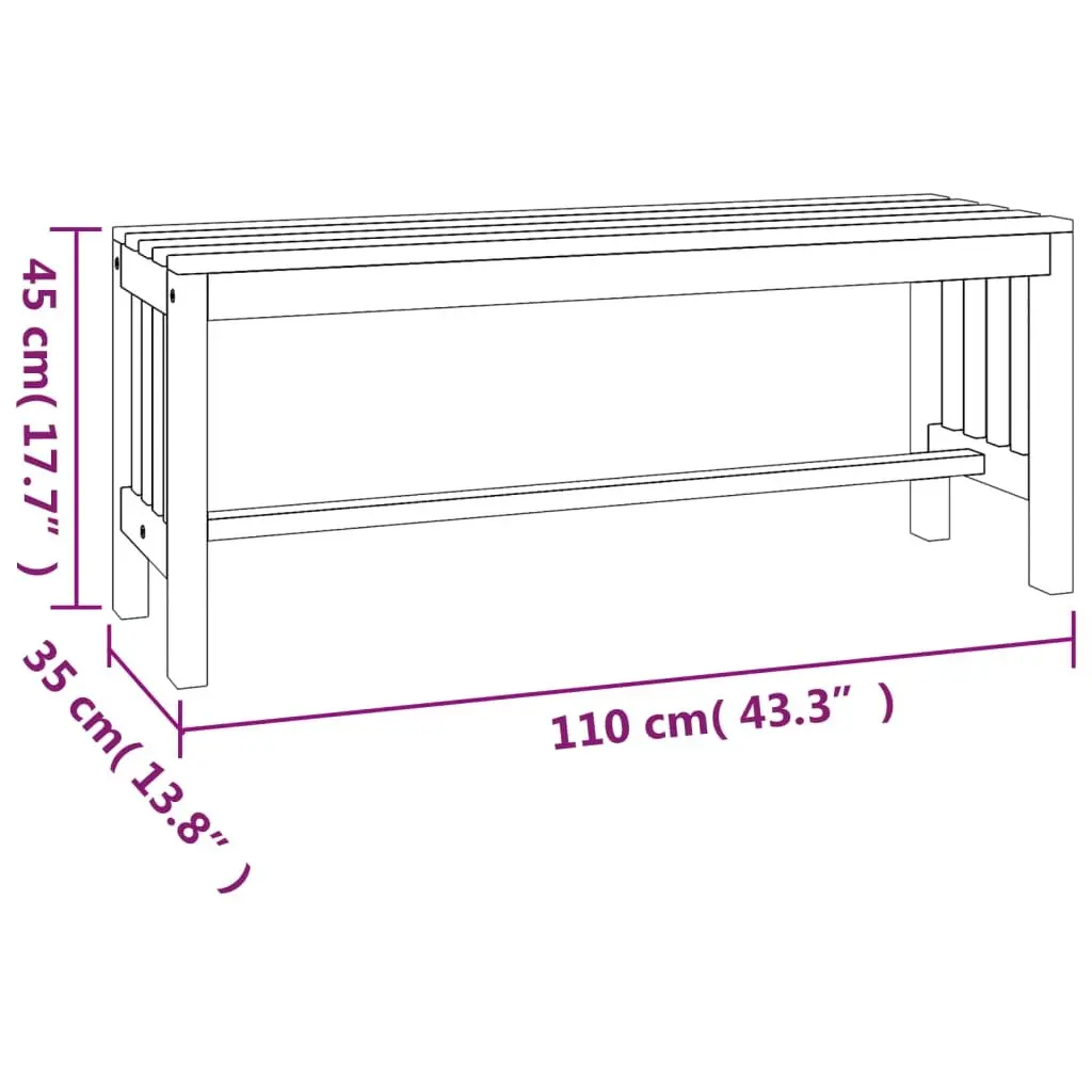 Wooden Garden Bench Outdoor Patio Seating 110cm