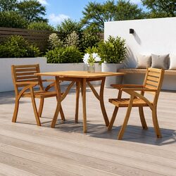 Garden Table 85x85x75 cm Solid Acacia Wood Outdoor Patio Dining Brown Slatted