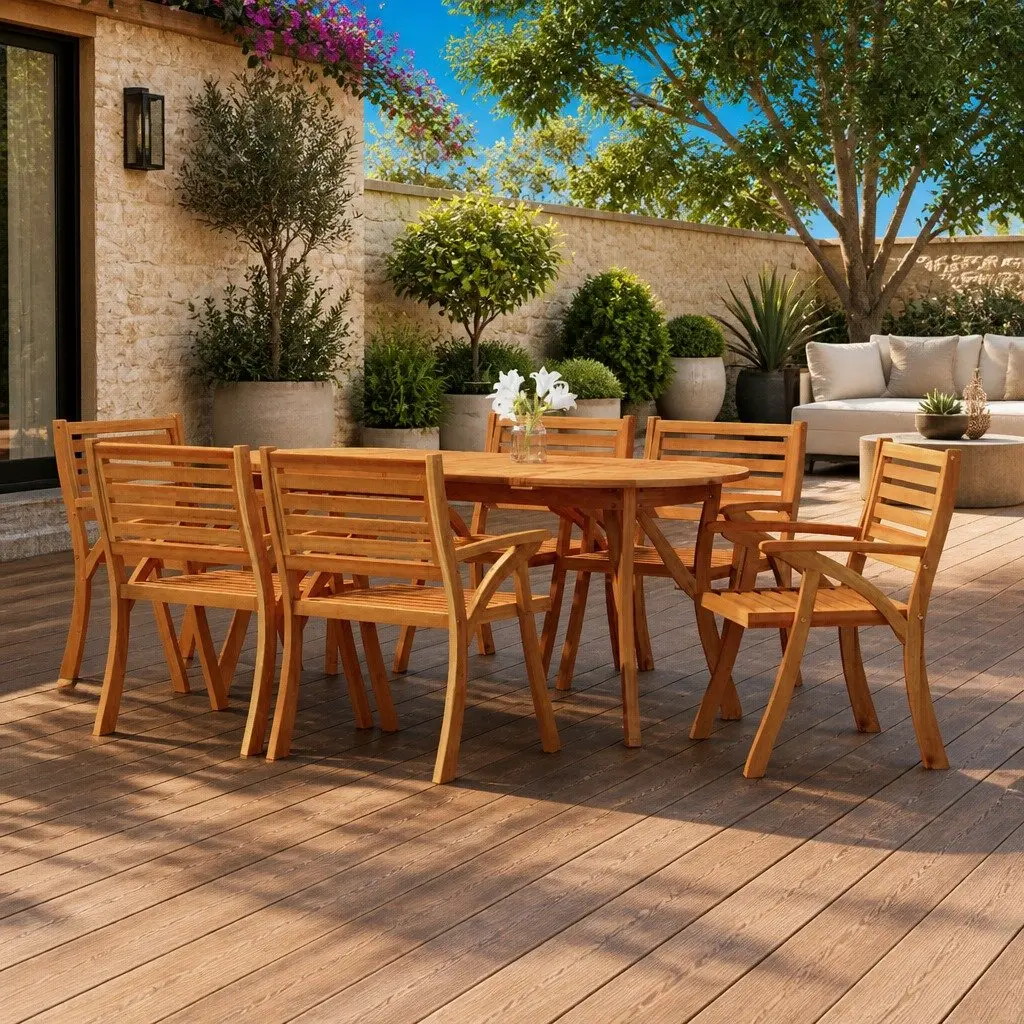 Garden Dining Table 200x90x75cm Solid Wood Outdoor Patio Furniture Brown