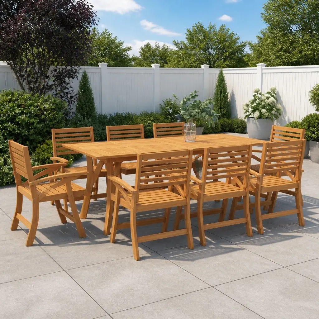 Solid Acacia Wood Dining Table 200x90x75cm